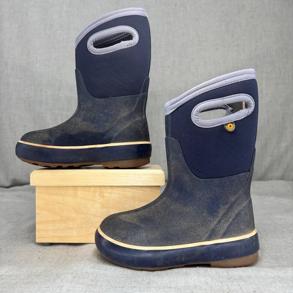 Bogs Classic High Rain Boots Waterproof Insulated Snow Blue Purple Kids Size 9